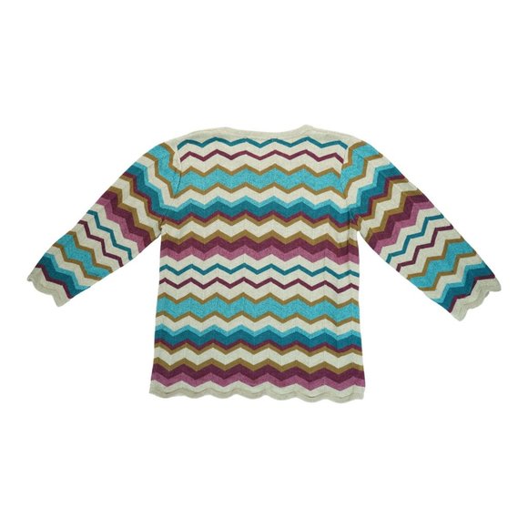 Vintage Alfred Dunner Women's Sweater PL Pullover Multi-Colored Striped Stretch - Picture 2 of 4